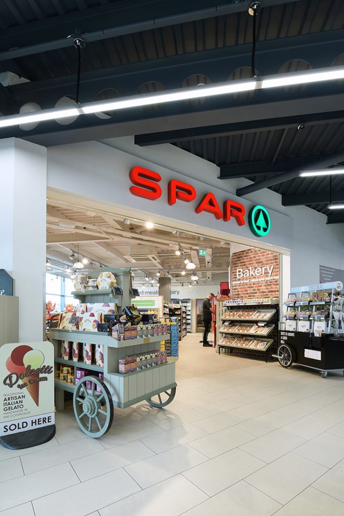 Retail photography of Supermarket Spar UK store showing the recent store upgrade and design.
