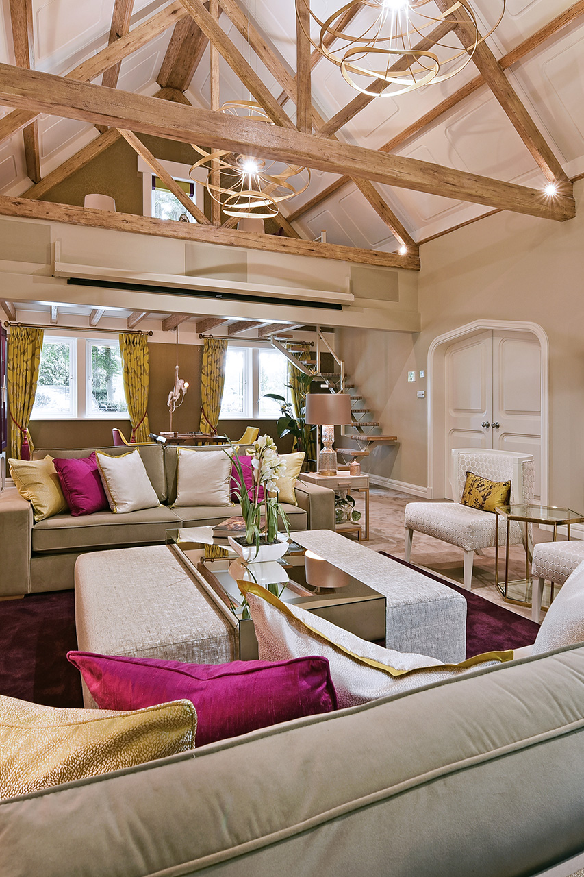 cream and gold barn conversion interior