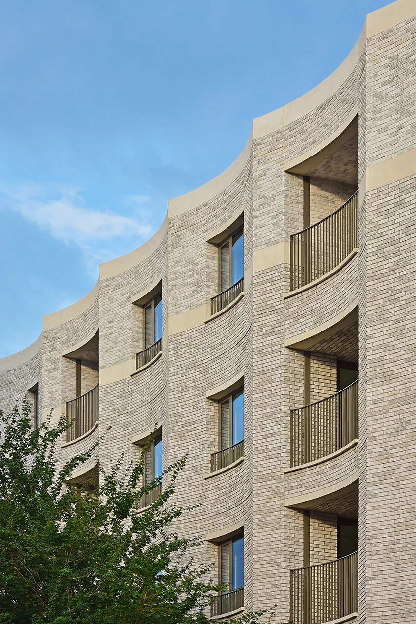 Brick construction, new building near Oxford Street in London