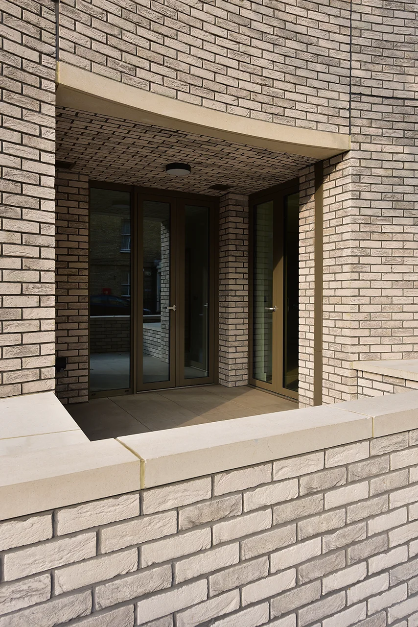 Brick construction, new building near Oxford Street in London