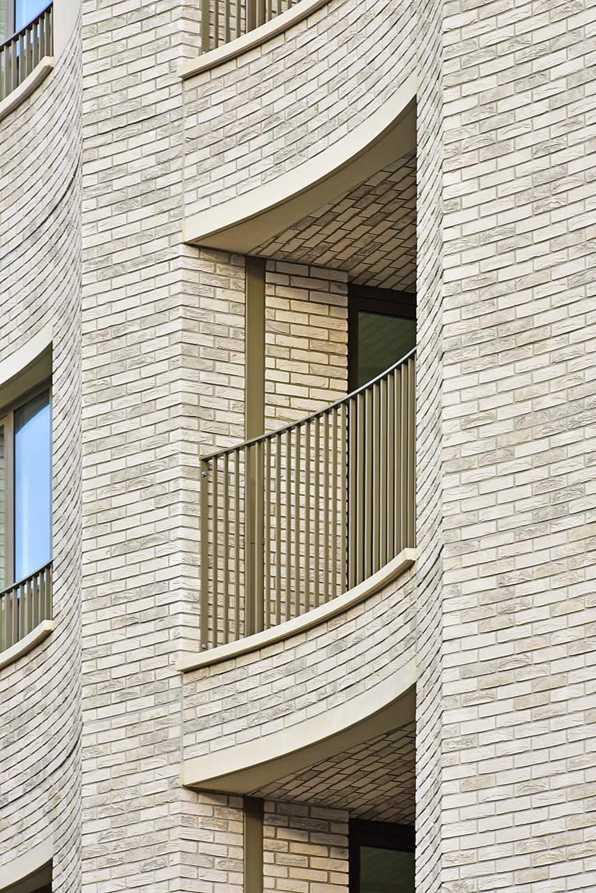 Brick construction, new building near Oxford Street in London