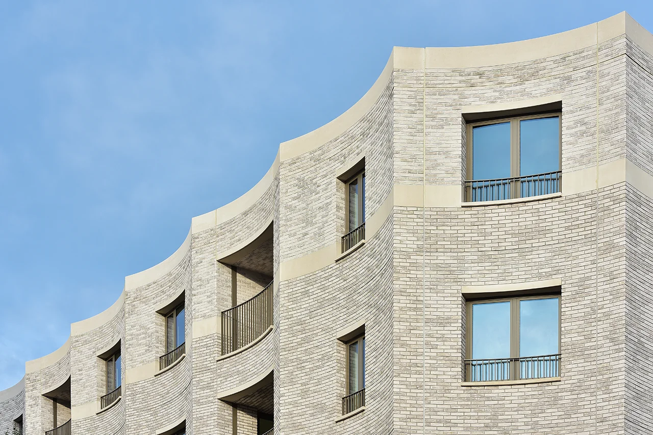 Brick construction, new building near Oxford Street in London
